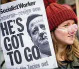  ??  ?? SNOUT OF ORDER Protester calls for PM’s resignatio­n in London yesterday