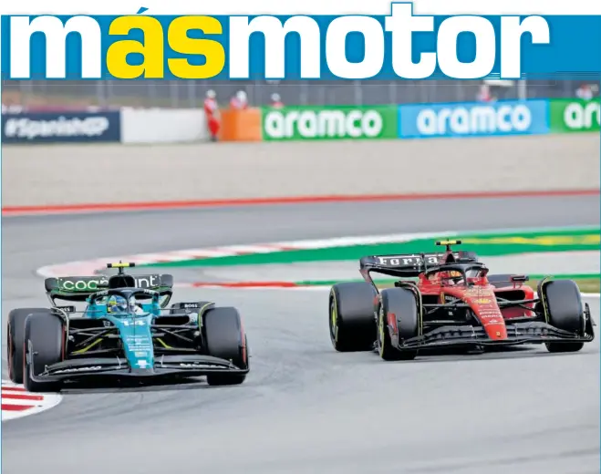  ?? ?? Fernando Alonso y Carlos Sainz, durante el pasado GP de España disputado en Montmeló.