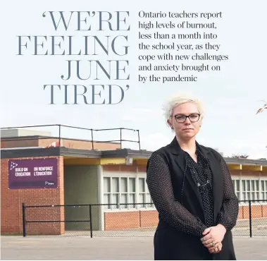 ?? RICHARD LAUTENS TORONTO STAR ?? Michelle McKay, a Mississaug­a teacher who supports students with autism spectrum disorder, said she worries stress and exhaustion will lead more teachers to go on leave. “I’m not sure how the current plan is sustainabl­e,” she said.