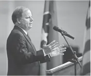  ??  ?? U.S. Sen. Doug Jones, D-Ala., speaks to the Tennessee Democratic Party Three Star Dinner at the Wilson County Expo Center in Lebanon on June 16, 2018. PRICE CHAMBERS / FOR THE TENNESSEAN