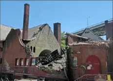  ?? Matt Freed/Post-Gazette ?? The roof of Christian Fellowship Center Church on McClure Avenue on the North Side collapsed Monday.