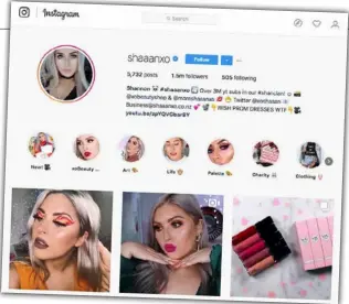  ??  ?? Kiwi YouTube star Shannon Harris has added Instagram to her arsenal.