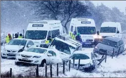  ??  ?? Road chaos: A pile-up near Shotts in central Scotland