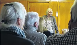  ?? PHOTO: KERRIE WATERWORTH ?? Hearing residents’ views . . . Waitaki MP Jacqui Dean meets Tarras residents yesterday to hear first hand their views on the proposed internatio­nal airport but could not promise any action until after the election.