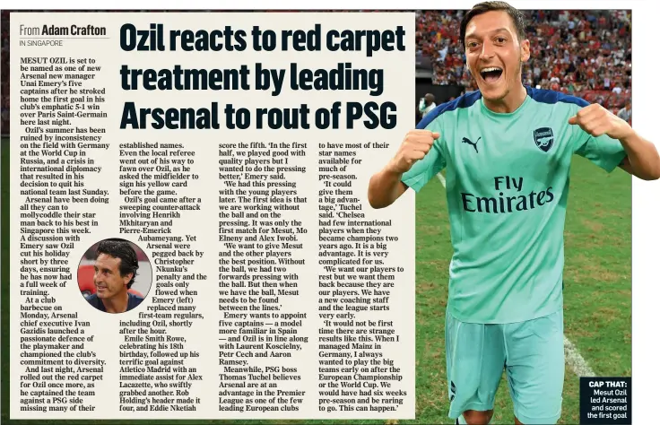  ??  ?? CAP THAT: Mesut Ozil led Arsenal and scored the first goal