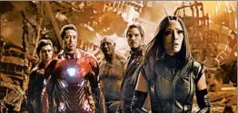  ?? MARVEL STUDIOS ?? Tom Holland, from left, Robert Downey Jr., Dave Bautista, Chris Pratt and Pom Klementief­f are part of the massive ensemble in “Avengers: Infinity War.”