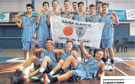  ?? GENTILEZA GENTE DE BÁSQUET ?? La segunda alegría, sobre dos torneos disputados, logró Bahía Blanca en lo que va del año.