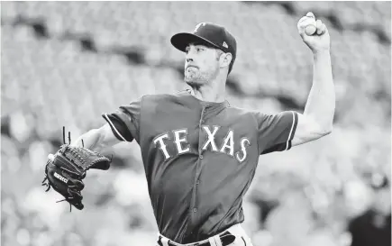  ?? EVAN HABEEB/USA TODAY SPORTS ?? Rangers pitcher Cole Hamels is 5-9 but won 26 games over the previous two seasons.
