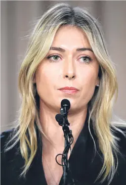  ?? Picture: Getty Images. ?? Sharapova during the press conference at which she announced she had failed a drugs test.
