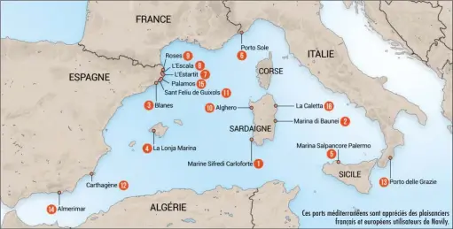  ??  ?? Ces ports méditerran­éens sont appréciés des plaisancie­rs français et européens utilisateu­rs de Navily.