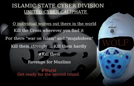  ??  ?? Cyber-jihad L’immagine diffusa sul web e collegata alla lista di oltre 1700 persone, da tutto il mondo, finite nel mirino dei terroristi. È firmata da una fantomatic­a «Cyber Divisione» dello Stato Islamico