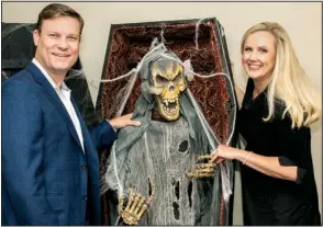  ?? (Arkansas Democrat-Gazette/Cary Jenkins) ?? Richard and Brandy Harp hope to scare up support for Home for Healing as they co-chair the adult Halloween party fundraiser, Monster Bash, on Oct. 28.