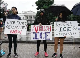  ?? ALEX WONG / GETTY IMAGES ?? Activists protest immigratio­n enforcemen­t and policies Friday outside the White House. Despite the president’s tweet, a House Republican leader said efforts to pass immigratio­n legislatio­n continue.