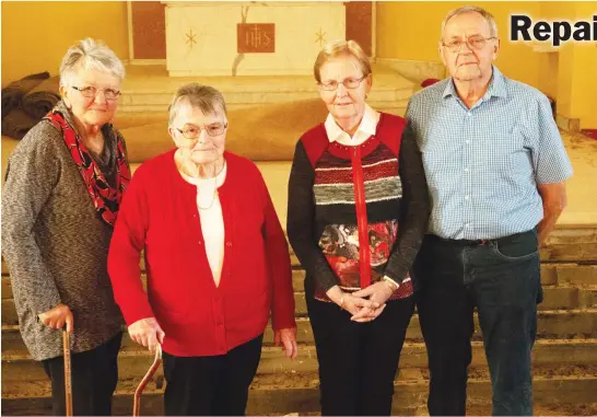  ??  ?? St John’s Catholic Church, Trafalgar parish council members Judith Campbell, Jean Huffer, Elly Fallon and Geoff Fallon are driving a community appeal to raise $100,000 to secure the church building’s foundation­s. Photograph: MICHAEL ROBINSON