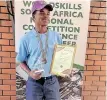  ?? ?? PHIWAYINKO­SI Ntshangase, 23, after winning the WSSA national competitio­n in electrical installati­on.