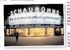  ?? FOTO: IMAGO/IPON ?? Die ersten Opfer sind Kultur und Bildung: Protest an der Fassade der Berliner Schaubühne gegen Etatkürzun­gen 2024.