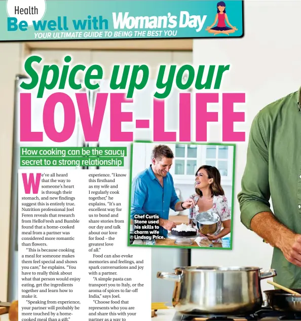  ??  ?? Chef Curtis Stone used his skills to charm wife Lindsay Price.