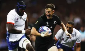  ?? ?? New Zealand’s Cam Roigard breaks through the Namibia defence. Photograph: Guillaume Horcajuelo/EPA