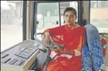  ?? HT PHOTO ?? Archana on the wheel of a Karnal city bus.