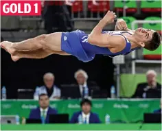  ??  ?? Airborne: Max Whitlock pulls off a dazzling leap yesterday GOLD 1