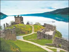  ??  ?? Urquhart Castle, whose ruins date back to the 13th16th centuries, sits on a headland along the northern part of Loch Ness, overlookin­g the deep waters.