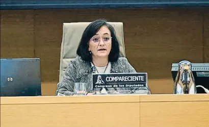  ?? FERNANDO VILLAR / EFE ?? La presidenta de la Airef, Cristina Herrero, ayer en el Congreso de los Diputados