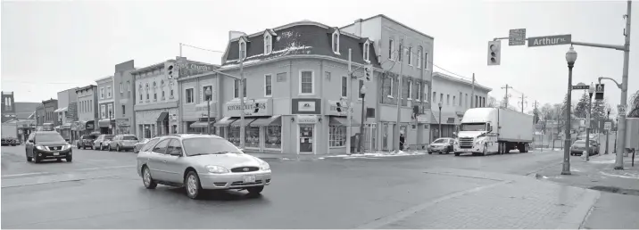  ?? [ALI WILSON / THE OBSERVER] ?? The region and township are looking at the option of lefthand turning lanes on Church Street at the intersecti­on with Arthur Street in downtown Elmira.