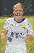  ??  ?? Meaghan McElligott scored a hat-trick for Gold Coast United.