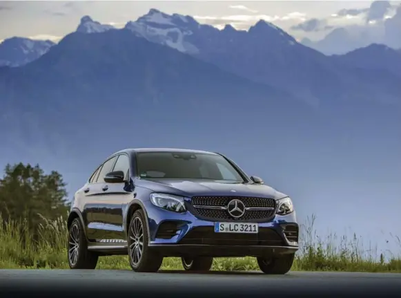  ?? MERCEDES-BENZ ?? Mercedes-Benz GLC 300 Coupe’s diamond-motif grille and smooth lines provide an expensive-looking sheen.