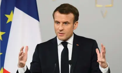  ??  ?? The French president, Emmanuel Macron, said the republican order ‘is not a moral order’. Photograph: Jacques Witt/Sipa/Rex/Shuttersto­ck