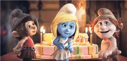  ?? FILE ?? Smurfette (centre) in a scene from ‘The Smurfs 2’.