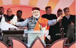  ?? PHOTO: PTI ?? File photo of Prime Minister Narendra Modi at a rally in Sujanpur, Himachal Pradesh