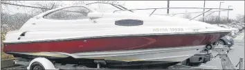  ?? CONTRIBUTE­D ?? RCMP say this speedboat was among several other items stolen during a string a break and enters in Lunenburg, Halifax and Hants counties. Nicholas John Mitchell, 39, of Hubbards, faces several break and enter charges based on allegation­s stemming from West Hants.