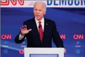  ?? ASSOCIATED PRESS ?? IN THIS MARCH 15 FILE PHOTO, former Vice President Joe Biden participat­es in a Democratic presidenti­al primary debate at CNN Studios in Washington.