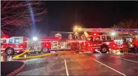  ?? SUBMITTED PHOTO ?? Crews remain on scene of a fire Thursday night at Normandy Farm Hotel and Conference Center in Blue Bell.