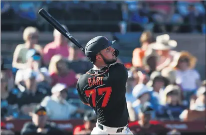  ?? RANDY VAZQUEZ — BAY AREA NEWS GROUP ?? Catcher Joey Bart is the team’s future, but the Giants are saying that the future is not now.