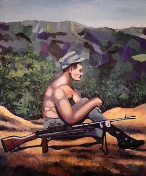  ??  ?? This painting of Morley Balinson is based on a photo taken of him when he was serving in the Korean War, likely in the summer of 1951. The painting is by Patricia Galama.