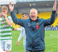  ??  ?? Livi boss Gary Holt celebrates victory over Celtic