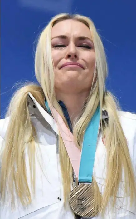  ?? © Javier Soriano/afp ?? Lindsey Vonn (33): ‘Ik won brons, maar dit voelt aan als goud.’