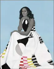  ?? AMY SHERALD / FOR NEW YORK TIMES ?? Former first lady Michelle Obama’s portrait was painted by Amy Sherald. “I am humbled, I am honored, I am proud,” she said of the painting, and said she hoped it would inspire girls of color.