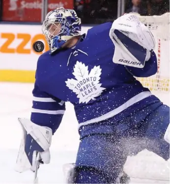  ?? STEVE RUSSELL/TORONTO STAR FILE PHOTO ?? Frederik Andersen has played his way into the Vezina talk, not that he’s taking part in the conversati­on.