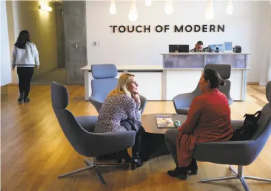  ?? Photos by Michael Macor / The Chronicle ?? The lobby area at the offices of Touch of Modern, which sells an eclectic mix of items, including flamethrow­ers.