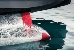  ??  ?? BOTTOM: Carbon retractabl­e hydrofoils elevate the hull 1.5m above the water surface