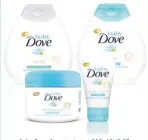  ??  ?? Baby Dove Sensitive Lotion 200ml R48.99 Baby Dove Rich Moisture Lotion 200ml R48.99 Baby Dove Rich Moisture Petroleum Jelly 250ml R36.99 Baby Dove Rich Moisture Nappy Cream 45g R34.99