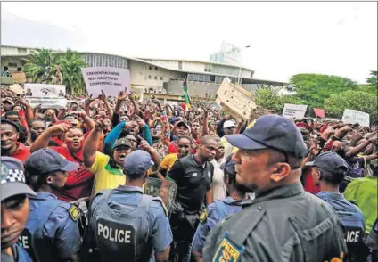  ?? Photos: Tebogo Letsie/Gallo Images/City Press ?? Objections or greed? The aim of the open process of election lists is to prevent political killings and outbreaks of violence. But people continue to react violently if they believe a candidate is being imposed on them.