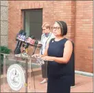  ?? Mark Zaretsky / Hearst Connecticu­t
Media file photo ?? Director of Health Maritza Bond speaks on Aug. 27 about a vaccine or testing mandate for 2,000 city employees.