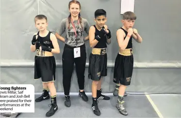  ??  ?? Young fighters Lewis Millar, Saif Akram and Josh Bell were praised for their performanc­es at the weekend