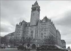  ?? Getty Images/tns ?? An official motorcade speeds down Pennsylvan­ia Avenue past the Internatio­nal Trump Hotel in Washington, DC, in January, 2019.