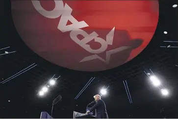  ?? FORMER PRESIDENT Joe Raedle Getty Images ?? Trump addresses the Conservati­ve Political Action Conference in Orlando, Fla.