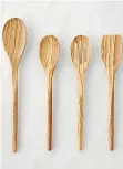  ?? WILLIAMSSO­NOMA ?? Olive wood utensils have a sculptural quality with a pronounced grain that makes them lovely additions to a serveware collection from WilliamsSo­noma.